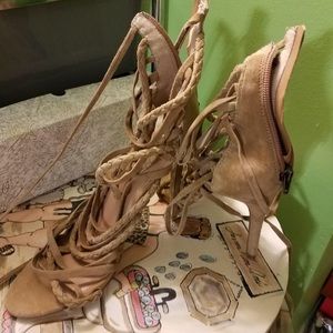 Tan lace up heels